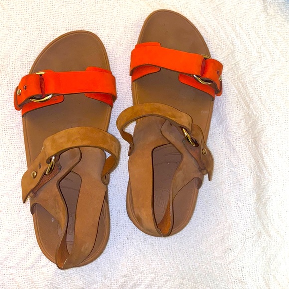 COPY - rare Fitflop Orange and tan adjustable leather sandals - Picture 1 of 2